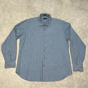 Peter Millar Shirt XL Mens 100% Cotton Light Blue Long Sleeve Button Down